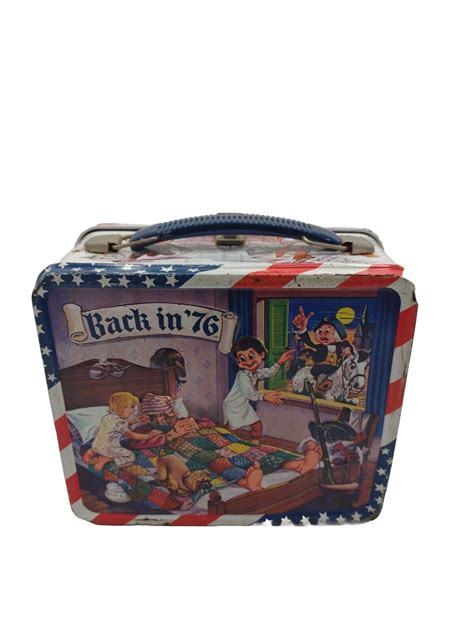 Vntg Aladdin BACK IN '76 Metal Lunch Box Bicentennial Colonial 